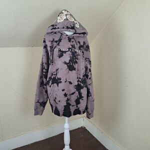 Civil Regime Women's Embroidered White Roses Tie Dye Purple Hoodie Size M